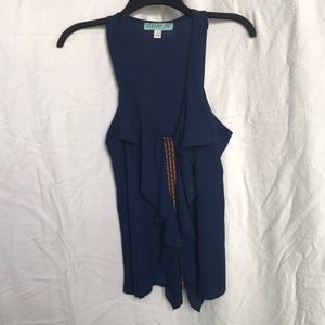 Navy ruffle tank top